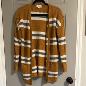 Striped Mustard Cardigan Sweater